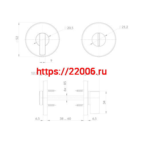 Ручка Punto (Пунто) поворотная BK6.R.EST.R52.JOY SSC-16 сатинированный хром фото 2