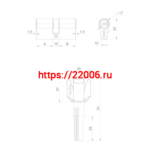Цилиндровый Punto (Пунто) механизм (Z400/80) Z4000Key80(35+10+35) CP хром фото 4