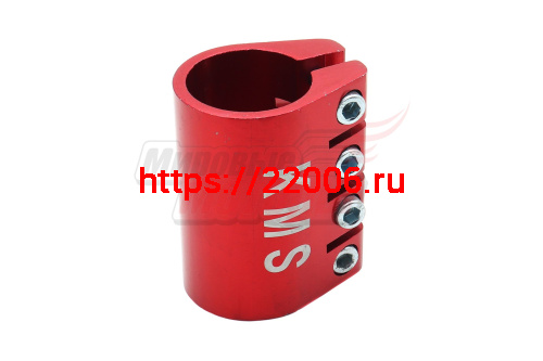 Хомут для ТРЮКОВЫХ САМОКАТОВ на 4 болта (диам.31,8мм), красный усиленный Хомут для ТРЮКОВЫХ САМОКАТОВ на 4 болта (диам.31,8мм), красный усиленный