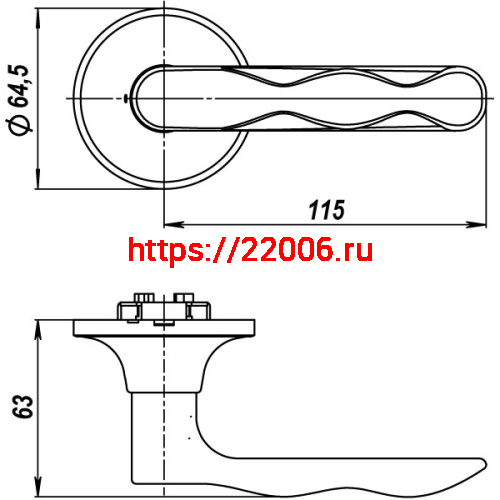 Ручка Punto (Пунто) защелка DK624 CP-ET (6024 CP-E) (кл./фик.) хром фото 3