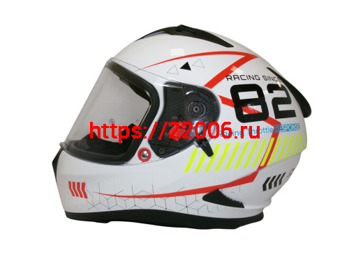 Шлем TVS RACING (Индия) STREET D/V WHITE YELLOW размер M, + пинлок в комплекте, очки фото 2