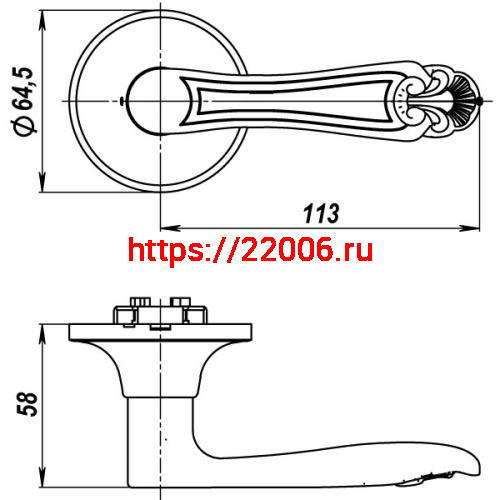 Ручка Punto (Пунто) защелка 6037 MAB-E (кл./фик.) мат. бронза фото 3