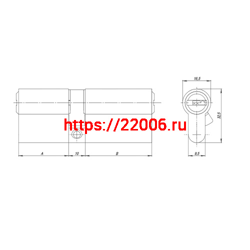 Цилиндровый Ajax (Аякс) механизм (AZ200/60) AZ2000Key60 (25+10+25) CP хром фото 3