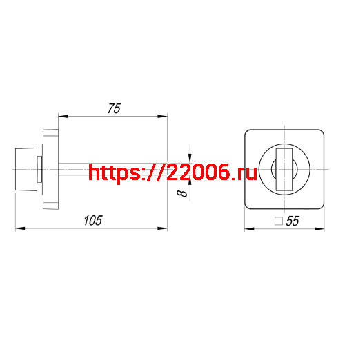 Ручка Armadillo (Армадилло) поворотная BKW8.K.SQ52 (BKW8/SQ) SN-3 матовый никель фото 3