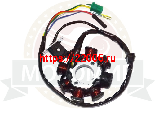 Зажигание 4х т GY6-125/150 голое (без маховика) (статор 7+1 катушек) 157QMJ (1803102А) Зажигание 4х т GY6-125/150 голое (без маховика) (статор 7+1 катушек) 157QMJ (1803102А)