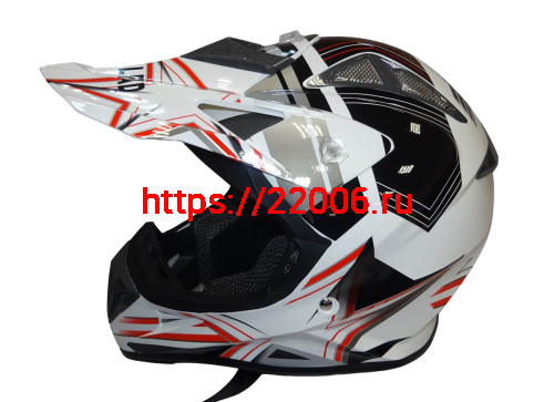 Шлем кроссовый "Safelead" HF-116 MATT BLACK белый Q158R размер XL  NEW фото 4