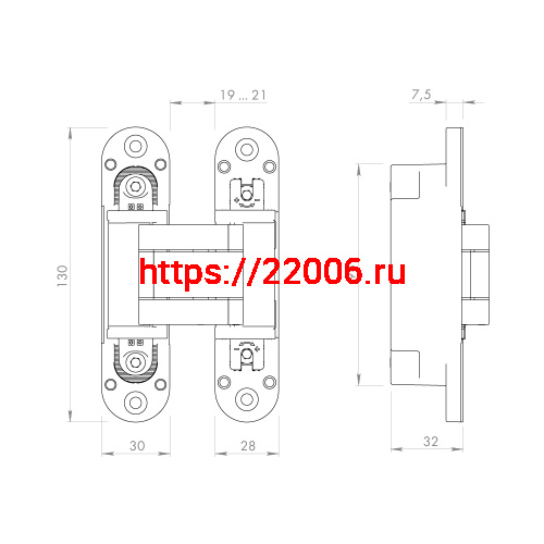 Петля Armadillo (Армадилло) скрытой установки U3D5000.VPG WH белый TECH фото 4