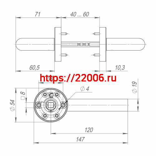 Ручка Fuaro (Фуаро) раздельная R.DSS201-0204/19 (INOX 201) BLACK фото 2