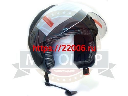 Шлем открытый "Safelead" HF-221 "колобки с доп. стеклом" мат. черный размер L фото 2