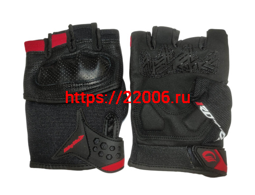 Перчатки PRO-BIKER MCS-57B без пальцев (чёрно-красные), р-р M