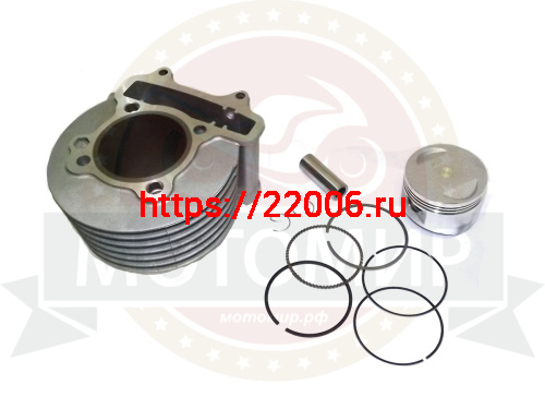 Цилиндр в сборе с поршнем 4-х такт.скут.(180см3) 62,00мм 162QMJ Гиро(цилиндр+поршень+палец D15mm+кол фото 2