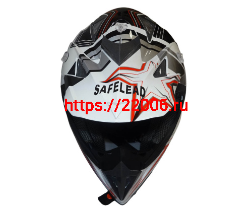 Шлем кроссовый "Safelead" HF-116 MATT BLACK белый Q158R размер XL  NEW фото 3