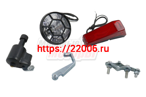 Динамо 6 V (велонабор, фара, динамо пластик 3 Вт, задний стоп) Динамо 6 V (велонабор, фара, динамо пластик 3 Вт, задний стоп)