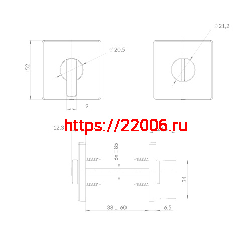 Ручка Punto (Пунто) поворотная BK6.K.EST.Q52.JOY SSC-16 сатинированный хром фото 3